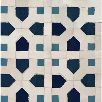 Mosaic House Moroccan tile Nejarine 3-1-28 White,   Midnight Blue,   Teal, blue, green   solid cement, encaustic, field, pattern, star 